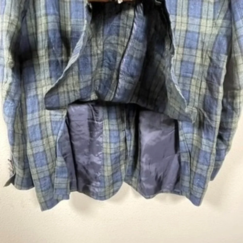 Brooks Brothers Sport‎ Coat Mens 44 Blue Green Plaid Excellent Leo Master Blazer